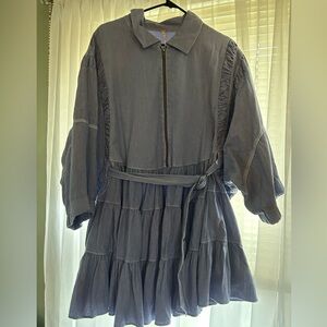 Free People Hampton Mini Dress Blue Chambray Denim